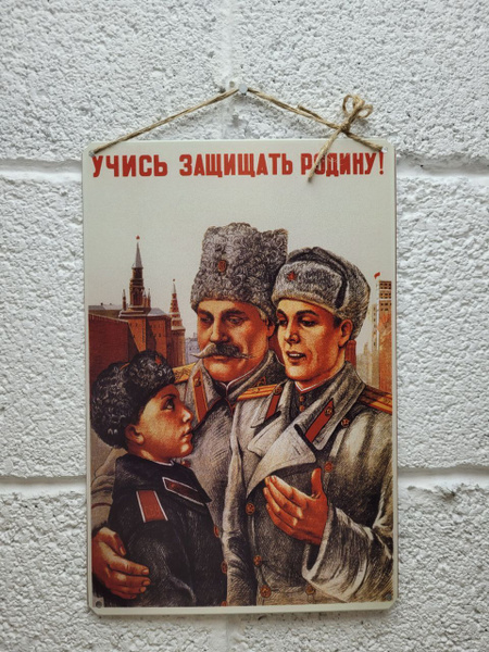 учись защищать Родину, советский плакат на жести, 30 см, 30 см - купить ...