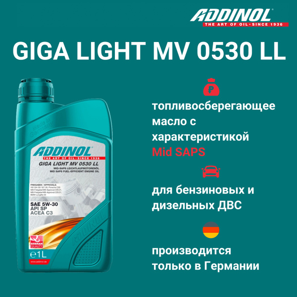 Масло моторное ADDINOL 5W-30 Синтетическое - купить в интернет-магазине ...