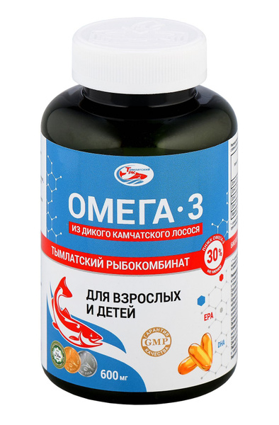 Омега 3 из дикого камчатского лосося, рыбный жир (не рыбий жир) 600 мг ...