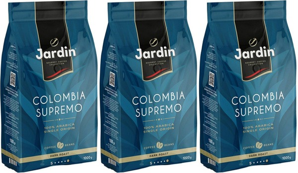 Кофе Jardin Colombia Supremo в зернах, комплект: 3 упаковки по 1 кг ...
