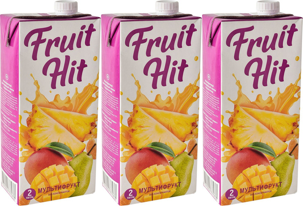 Напиток сокосодержащий Fruit Hit мультифрукт, комплект: 3 упаковки по 2 ...