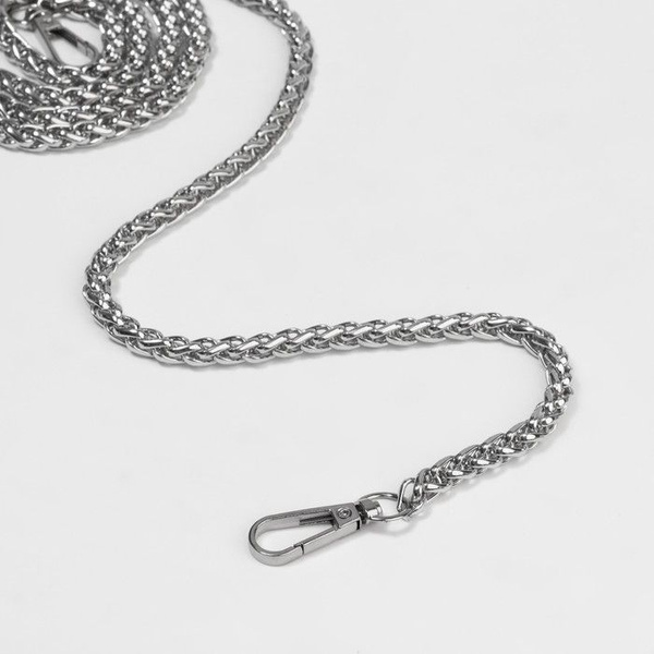 Металлическая цепочка для сумки с карабинами, 120 см, серебряная ...