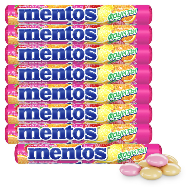 Жевательные драже Mentos Фрукты, 8 шт по 37,5 г - купить с доставкой по ...