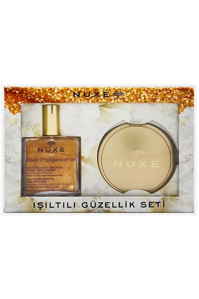Nuxe мерцающий набор -Золотое масло с блестками 100 мл и Powder 25 гр ...