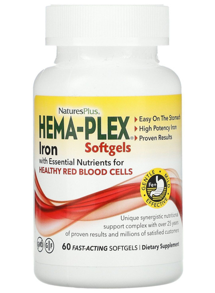 hema-plex, softgels, комплекс с железом 86 мг, 60 капсул - купить с ...