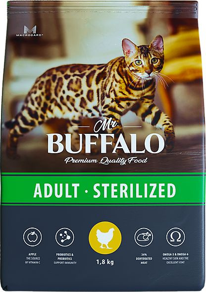 Корм для кошек сухой Mr.Buffalo / Мистер Баффало Sterilized для ...