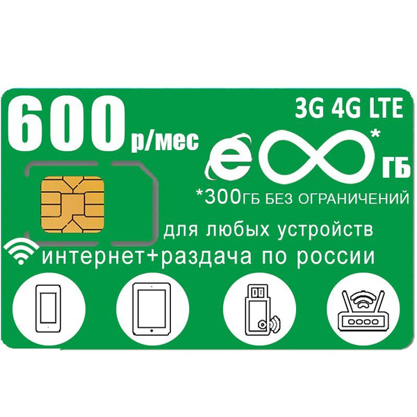 SIM-карта с интернетом и раздачей, для модема роутера смартфона ...