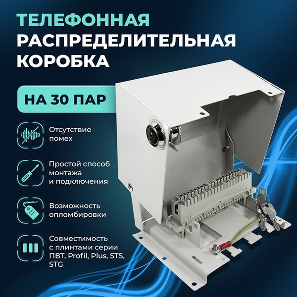 Коробка телефонная распределительная TWIST на 30 пар, для 3-х плинтов ...