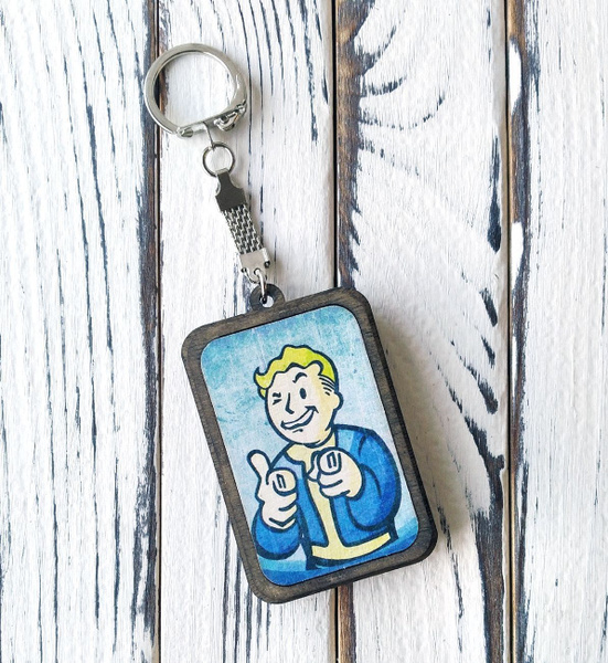 Брелок для ключей из дерева "Fallout/Vault Boy/Фоллаут" прямоугольный ...