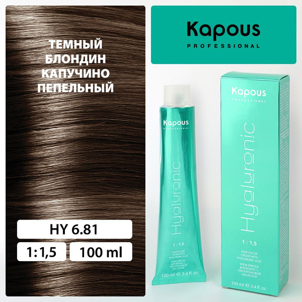 HY 6.81 Темный блондин капучино пепельный, крем-краска для волос с ...