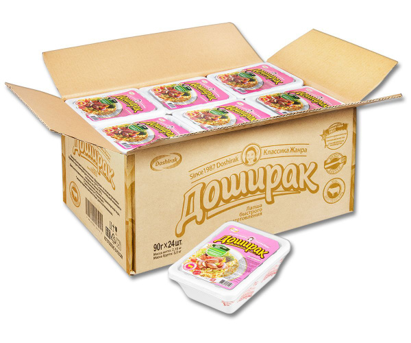 Лапша быстрого приготовления Доширак Телятина, в лотке 90 г, 24 шт ...