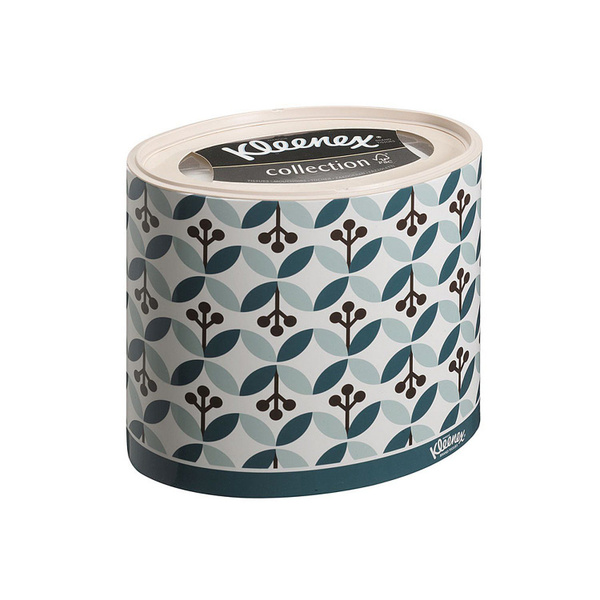 Бумажные салфетки KLEENEX для лица круглая коробка зеленые листочки 3 ...