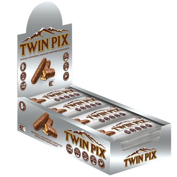Батончик Савинов Twin Pix с карамелью покрытый молочным шоколадом, 50 г ...