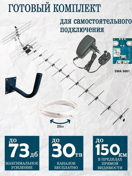 Комплект ТВ антенна Спектр 19 (до 120-150 км) для приёма цифровых ...