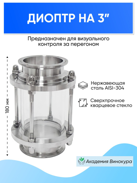 Диоптр смотровой стеклянный на 3" дюйма - купить с доставкой по ...