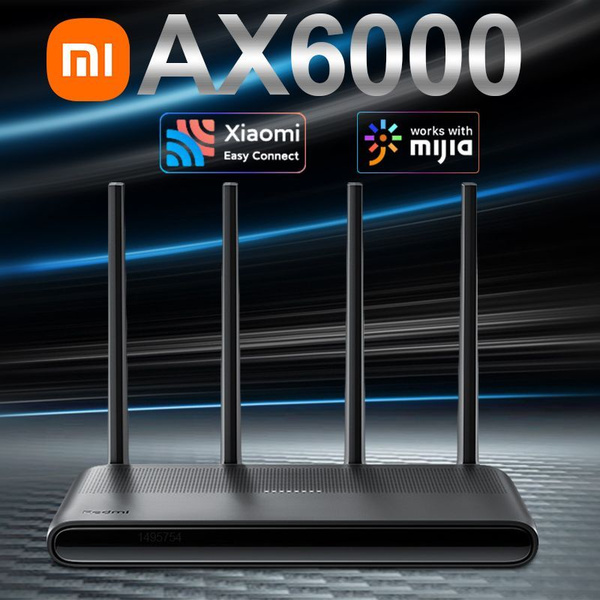Роутер Xiaomi AX6000, черный, черный матовый, 5 ГГц, 2.4 ГГц купить по ...