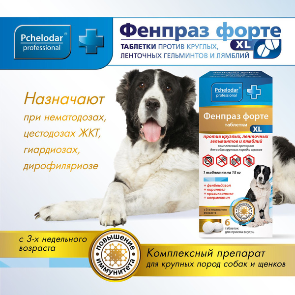 Фенпраз Форте От глистов для собак, Таблетки от глистов для собак ...