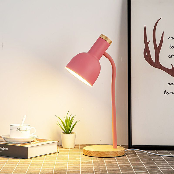 Лампа настольная в скандинавском стиле, деревянная подставка, цоколь ...