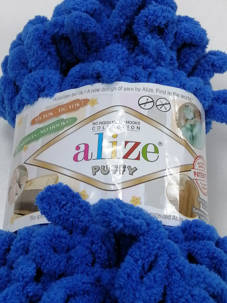 Пряжа Alize Puffy/Пуффи 100гр.(141-василёк) 9м. большие петли 4см ...