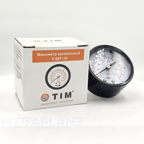 Манометр аксиального подключения 1/4" - 10 бар TIM Y-50T-10 - купить по ...