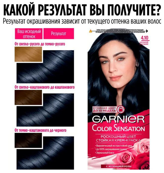 GARNIER Color Sensation крем-краска для волос, 4.10 Ночной сапфир ...