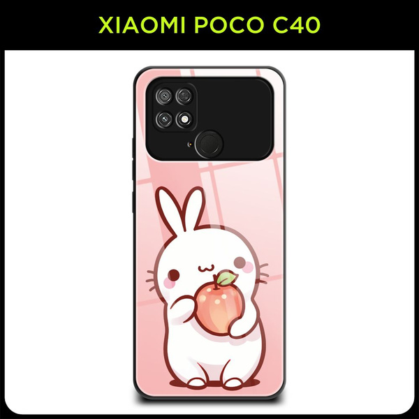 Стеклянный чехол на Xiaomi Poco C40 / Сяоми Поко С40 с принтом "Зайка с ...