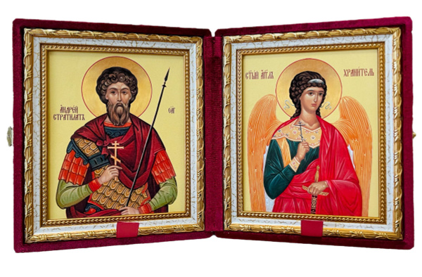 Икона Складень Андрей Стратилат, Таврийский, Мученик и Ангел Хранитель ...