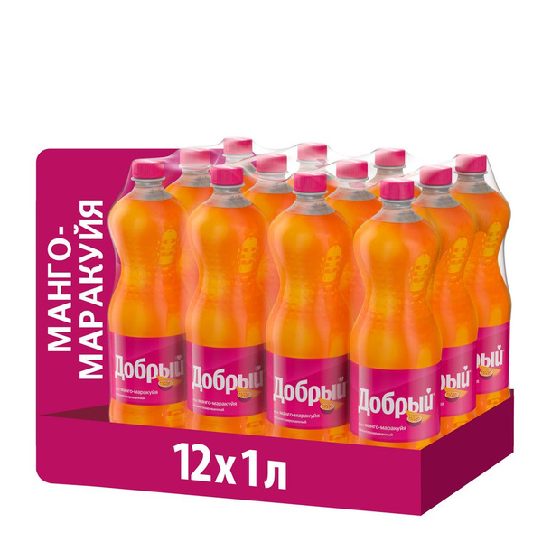 Напиток Добрый Манго-маракуйя газированный, 1л x 12 шт - купить с ...