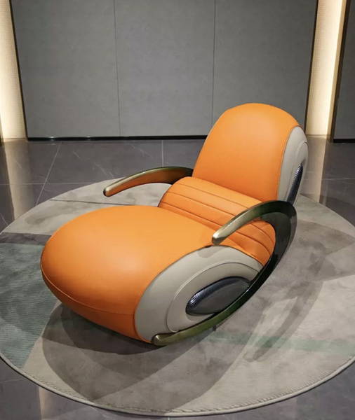 Кресло Роскошное дизайнерское кожанное кресло-качалка Violli , orange ...