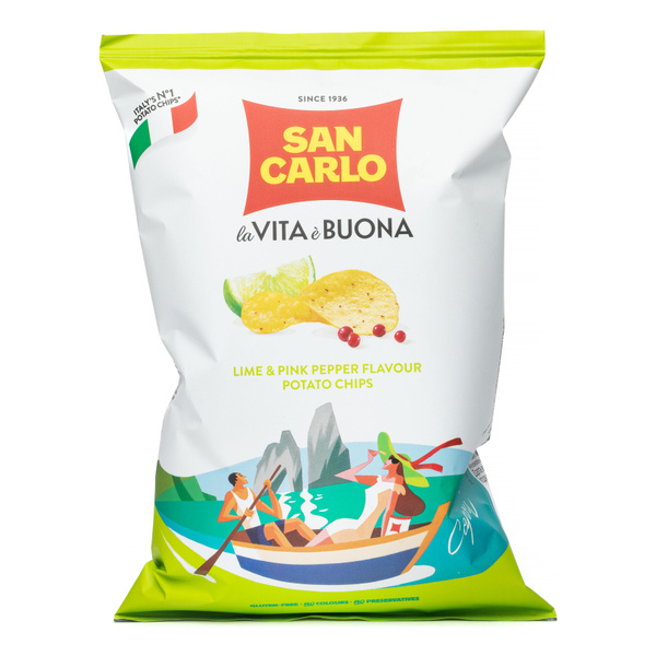 Чипсы San Carlo картофельные со вкусом лайма и розового перца, 50 г ...