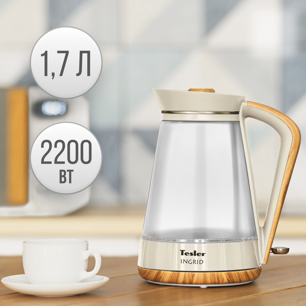 Купить электрический чайник Tesler KT-1750, Металл/стекло по низкой ...