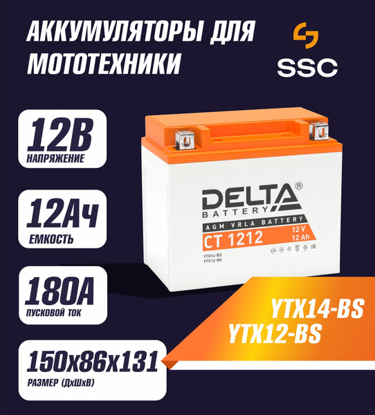 Аккумулятор для мототехники Delta Battery дельта купить по выгодной ...