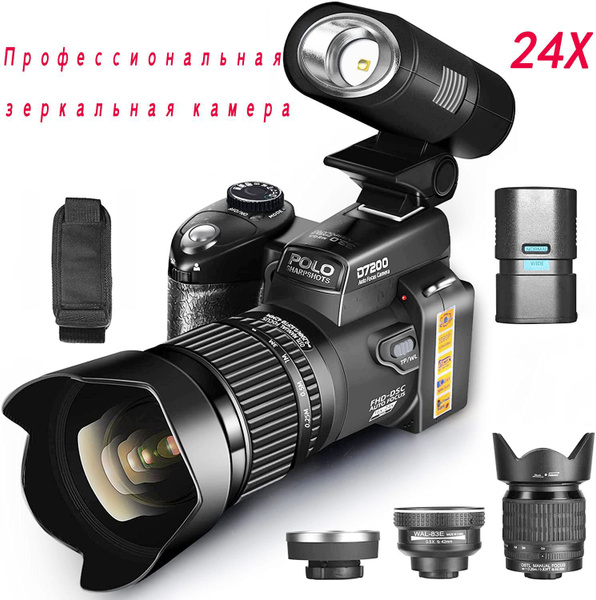 HD Профессиональная цифровая фотокамера D7200 24X с 3 объективами ...