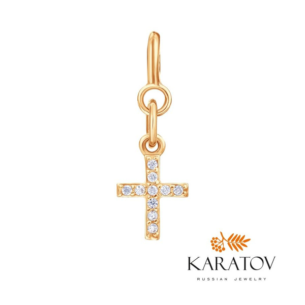 Подвеска крест на браслет золотая 585 пробы, Т102031150, KARATOV ...