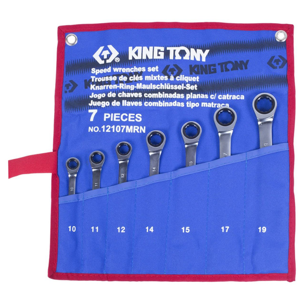 KING TONY(Кинг Тони) Набор комбинированных трещоточных ключей, 10-19 мм ...