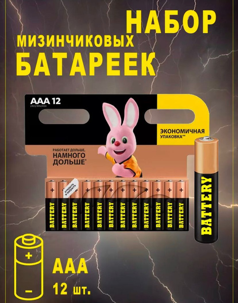 Батарейки AAA мизинчиковый/ щелочной /12шт/батарейки ААА/ - купить с ...