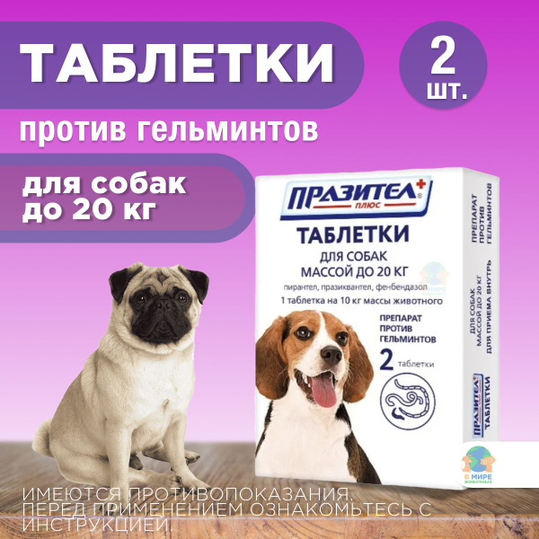 АСТРАФАРМ Празител для собак до 20 кг, препарат от глистов, таблетки, 2 ...