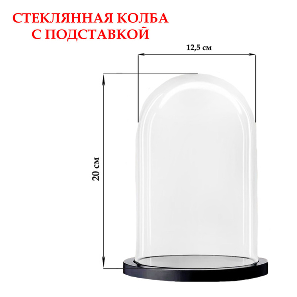 Стеклянный купол-клош на деревянной подставке GIFT-4-YOU, 20*12,5 -1 шт ...