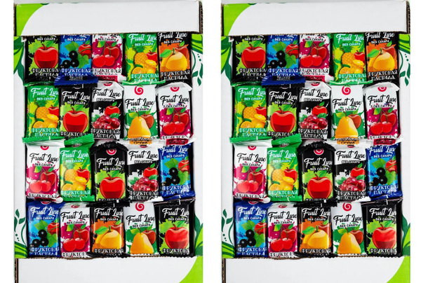 Fruit Line Пастила яблочная без сахара, Две коробки по 1000 гр Ассорти ...