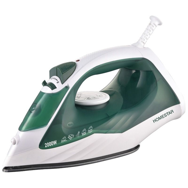 Утюг HomeStar HS-4008 бело-зеленый (2000Вт, пар, тефлоновая подошва ...