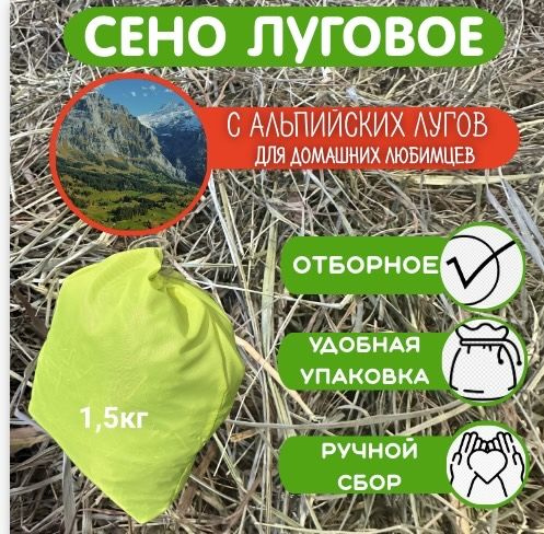 Сено луговое разнотравье для грызунов 1500 гр - купить с доставкой по ...