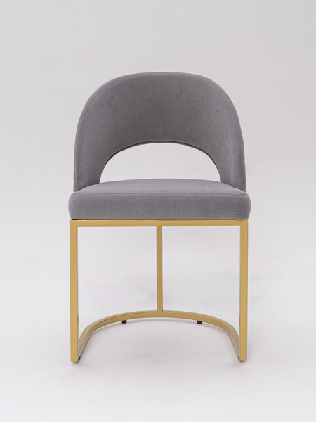 Стул Oscar Gray Romb / Gold с золотым металлическим каркасом и узором ...