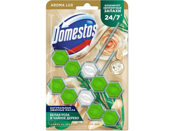 Блок для очищения унитаза Domestos Power 5, Свежесть зеленого чая ...