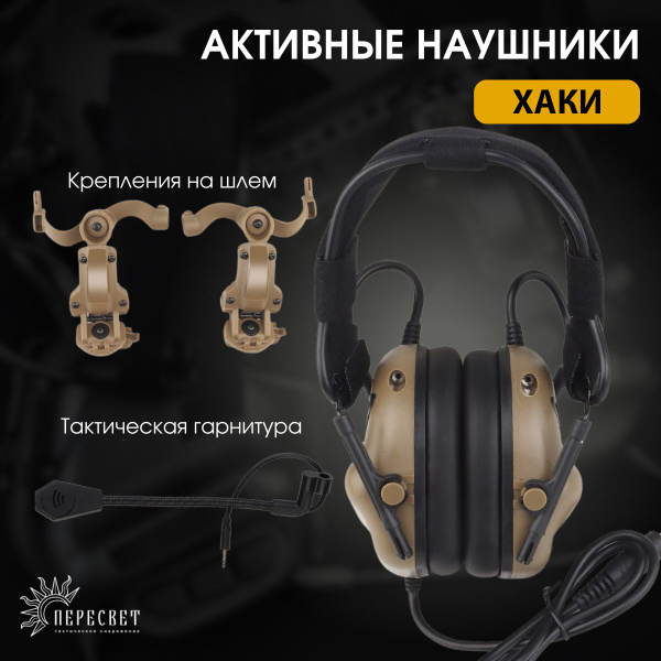 Активные наушники тактические для стрельбы на шлем с микрофоном ...