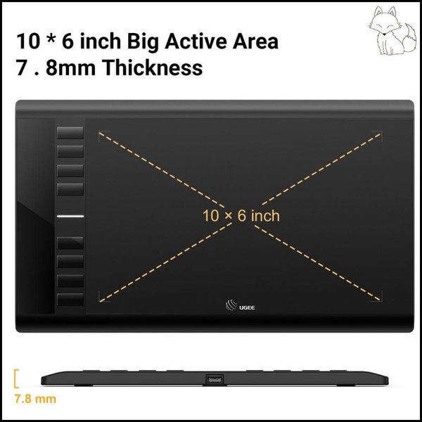 Графический планшет Ugee, A4, Android, Chrome OS, 8192 уровня, черный ...