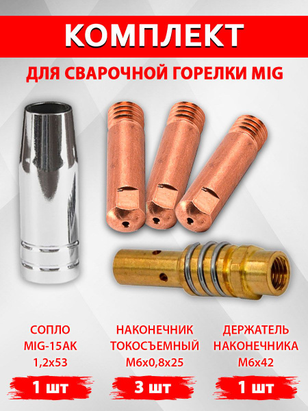 Набор комплектующих для сварочного полуавтомата (сопло+наконечники ...