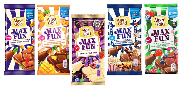 Alpen Gold Max Fun набор шоколада ( 5 шт по 150 г) - купить с доставкой ...