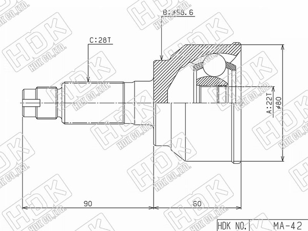 IPSASP_MA-042 Шрус наружный MAZDA 3,AXELA 1.5 ZY BK5P AT 05- - hdk арт ...