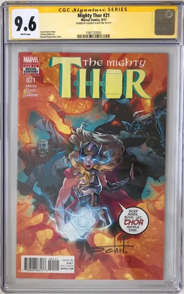 Обложка книги The Mighty Thor #21 CGC Автограф, Jason Aaron