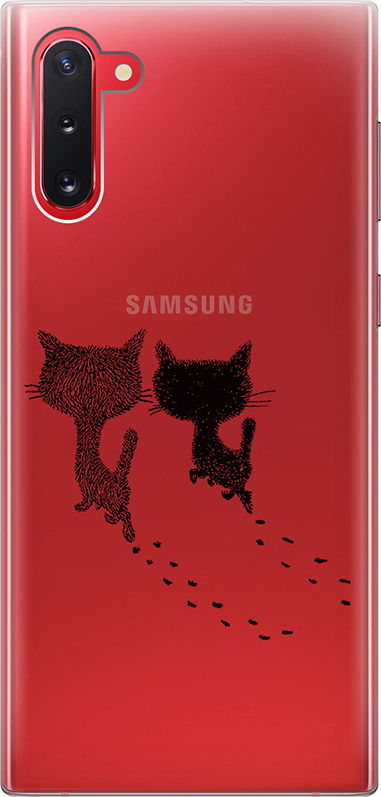 фото Ультратонкий силиконовый чехол-накладка для Samsung Galaxy Note 10 с 3D принтом "Сat's Traces" GOSSO CASES